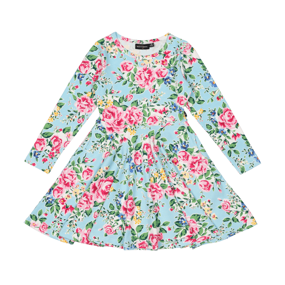 Rock Your Baby Blue Garden Waisted Dress