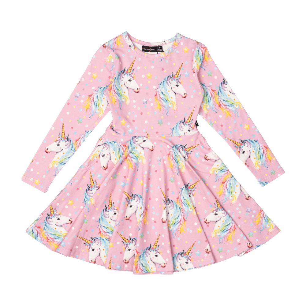 Rock Your Baby Waisted Dress - Dotty Unicorn