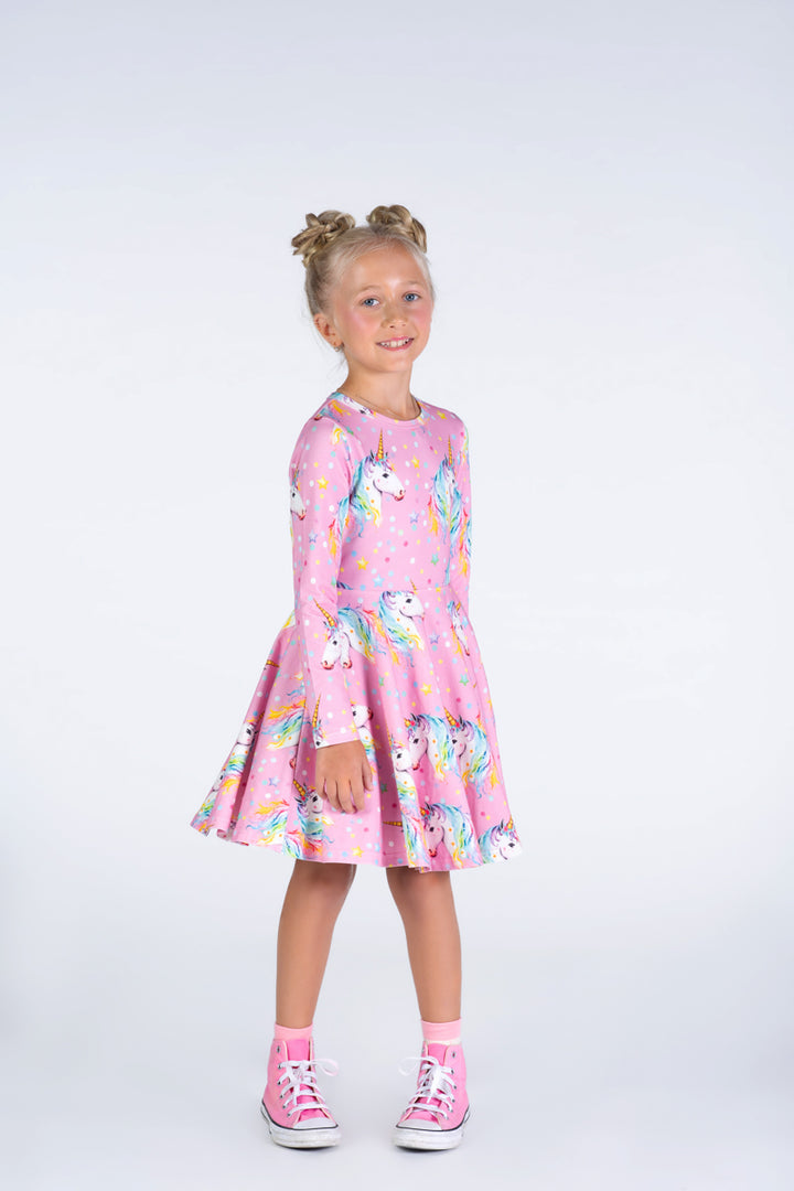 Rock Your Baby Waisted Dress - Dotty Unicorn