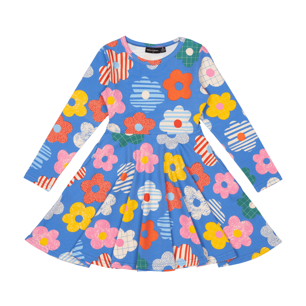 Rock Your Baby Waisted Dress - Happy Flowers