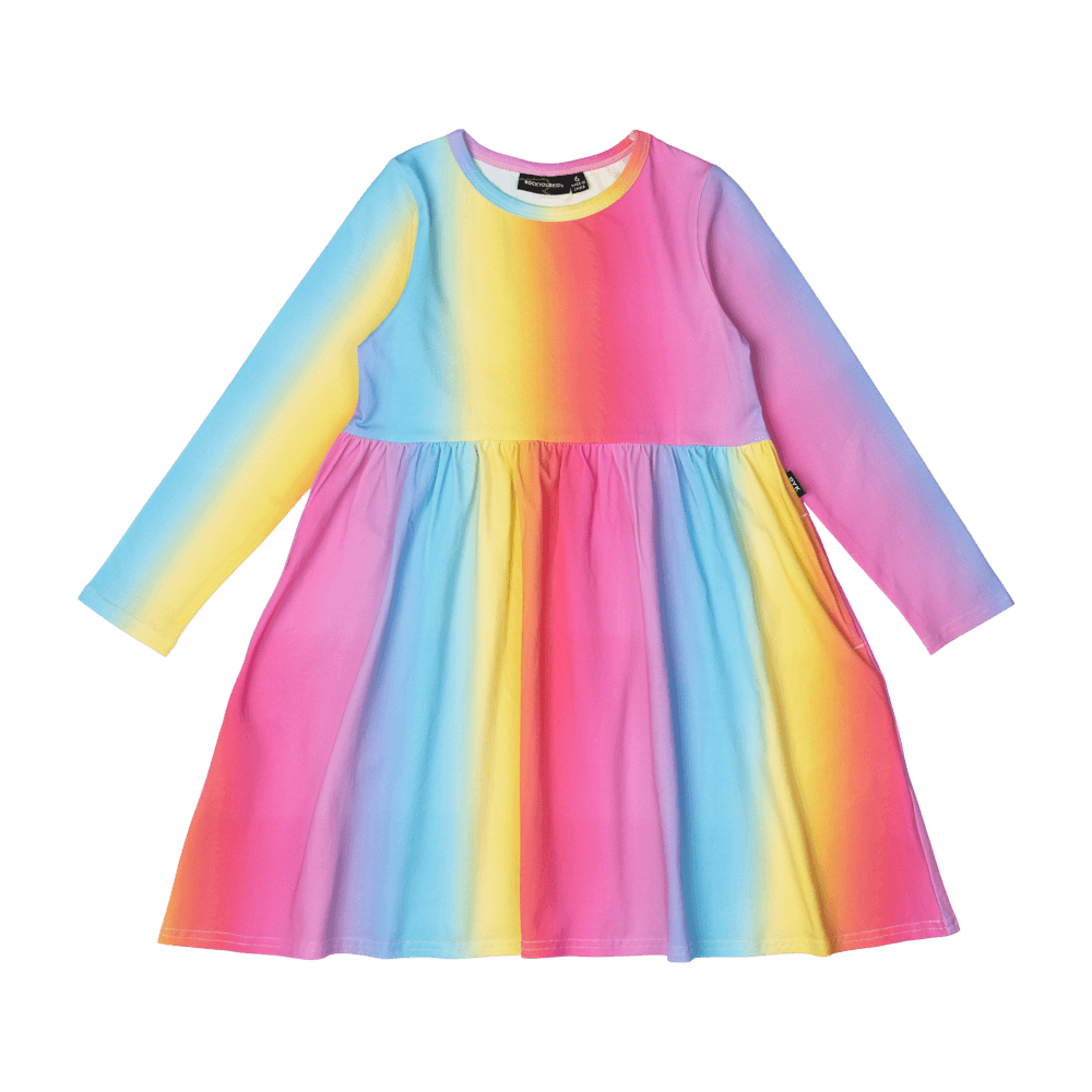 Rock Your Baby Rainbow Long Sleeve Dress