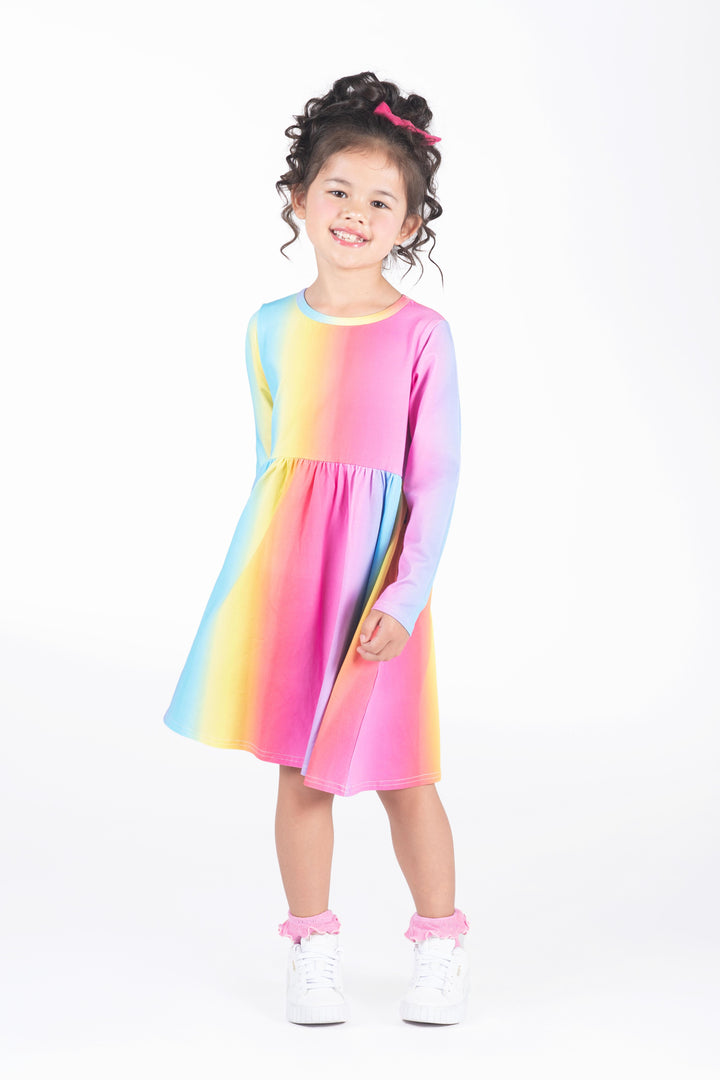 Rock Your Baby Rainbow Long Sleeve Dress