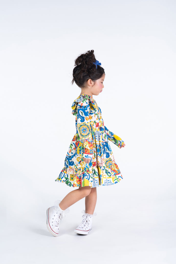 Rock Your Baby Long Sleeve Ruffle Dress - Sicily