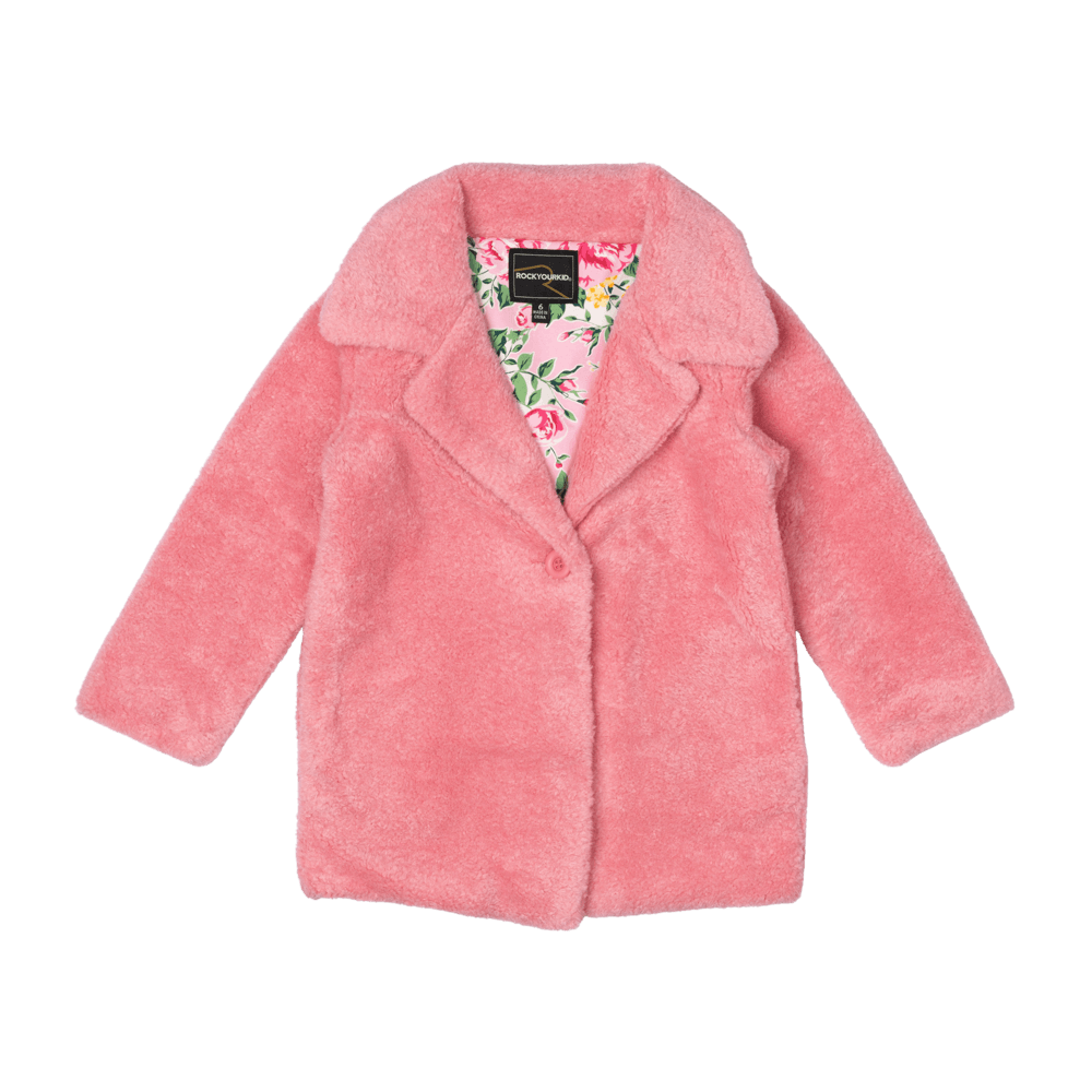 Rock Your Baby Pink Faux Sherpa Jacket