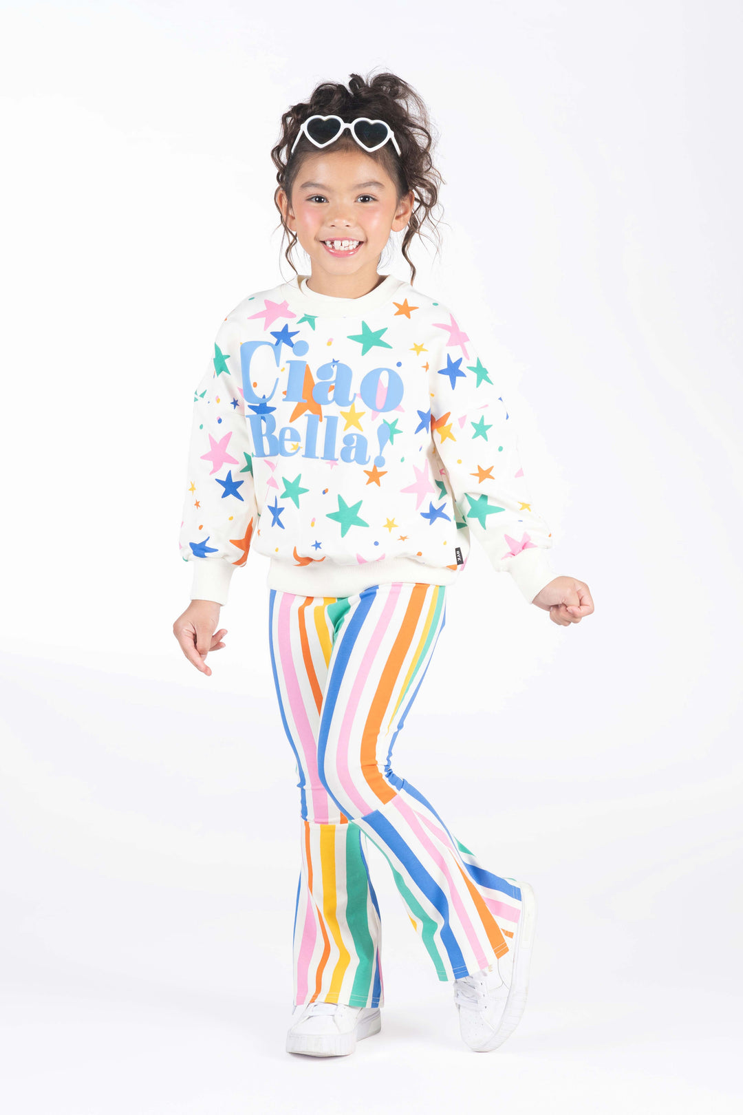 Rock Your Baby Rainbow Stripes High Waisted Flares