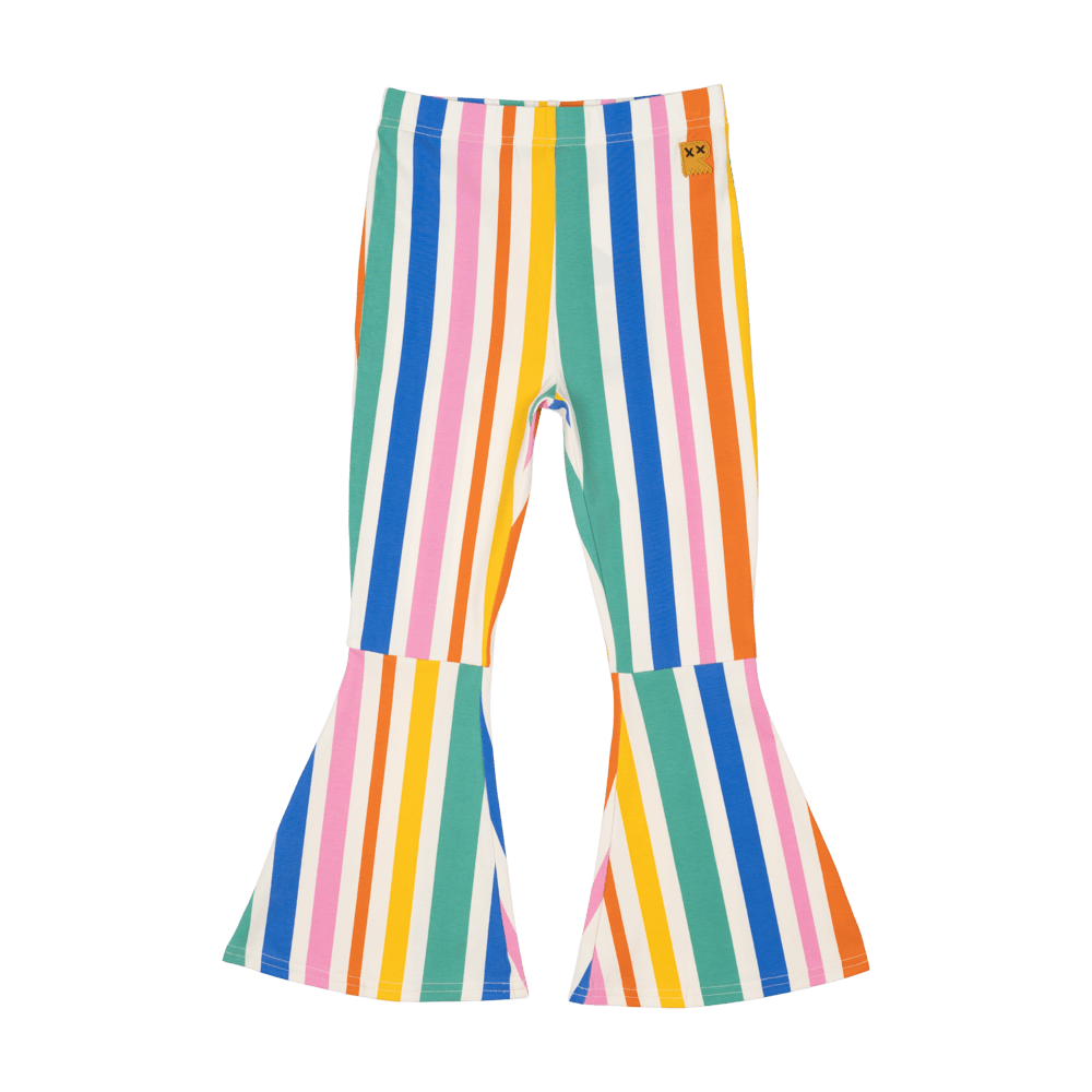 Rock Your Baby Rainbow Stripes High Waisted Flares