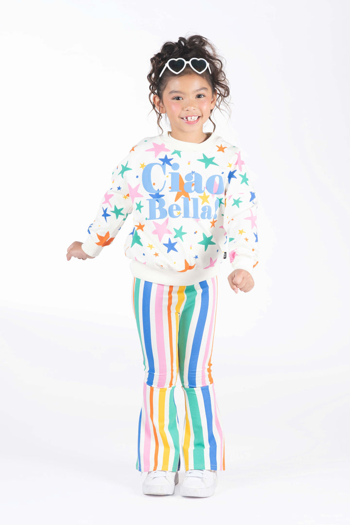 Rock Your Baby Rainbow Stripes High Waisted Flares