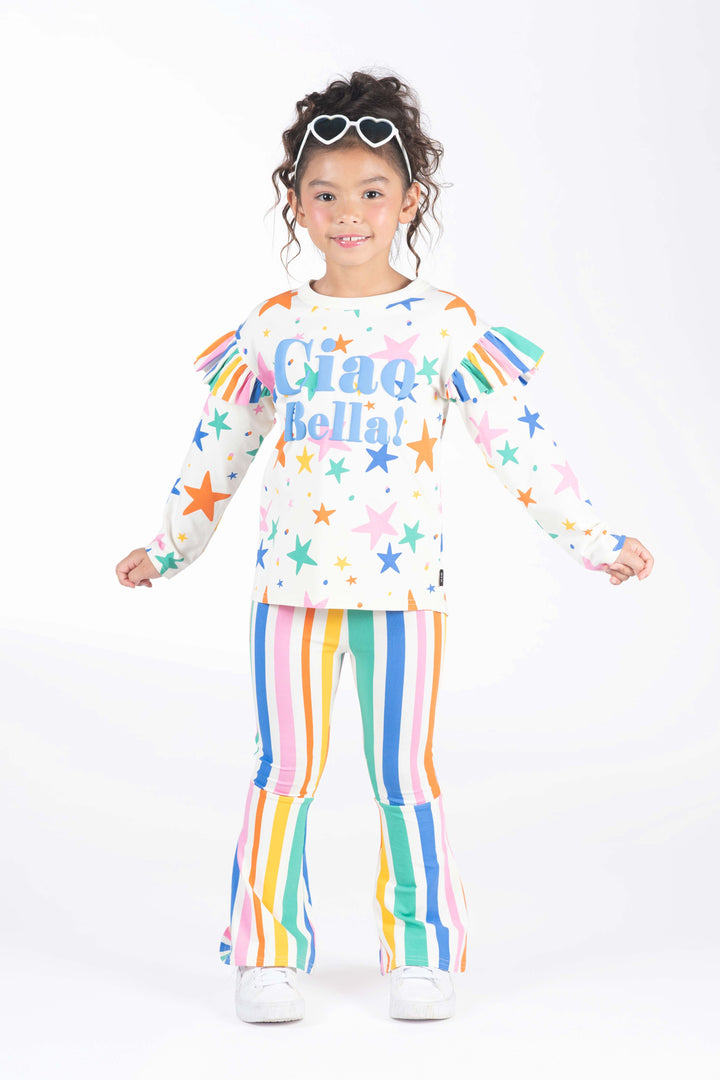 Rock Your Baby Rainbow Stripes High Waisted Flares