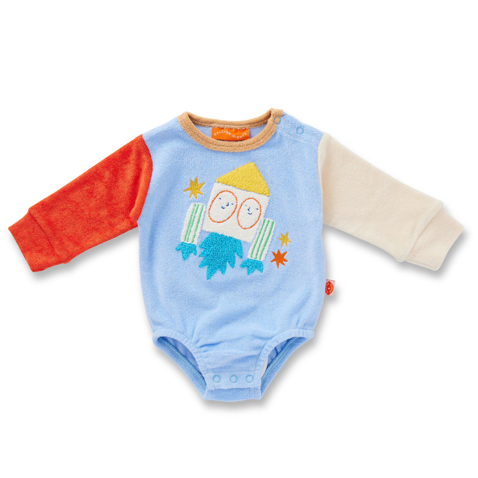 Space Blue Terry Long Sleeve Bodysuit