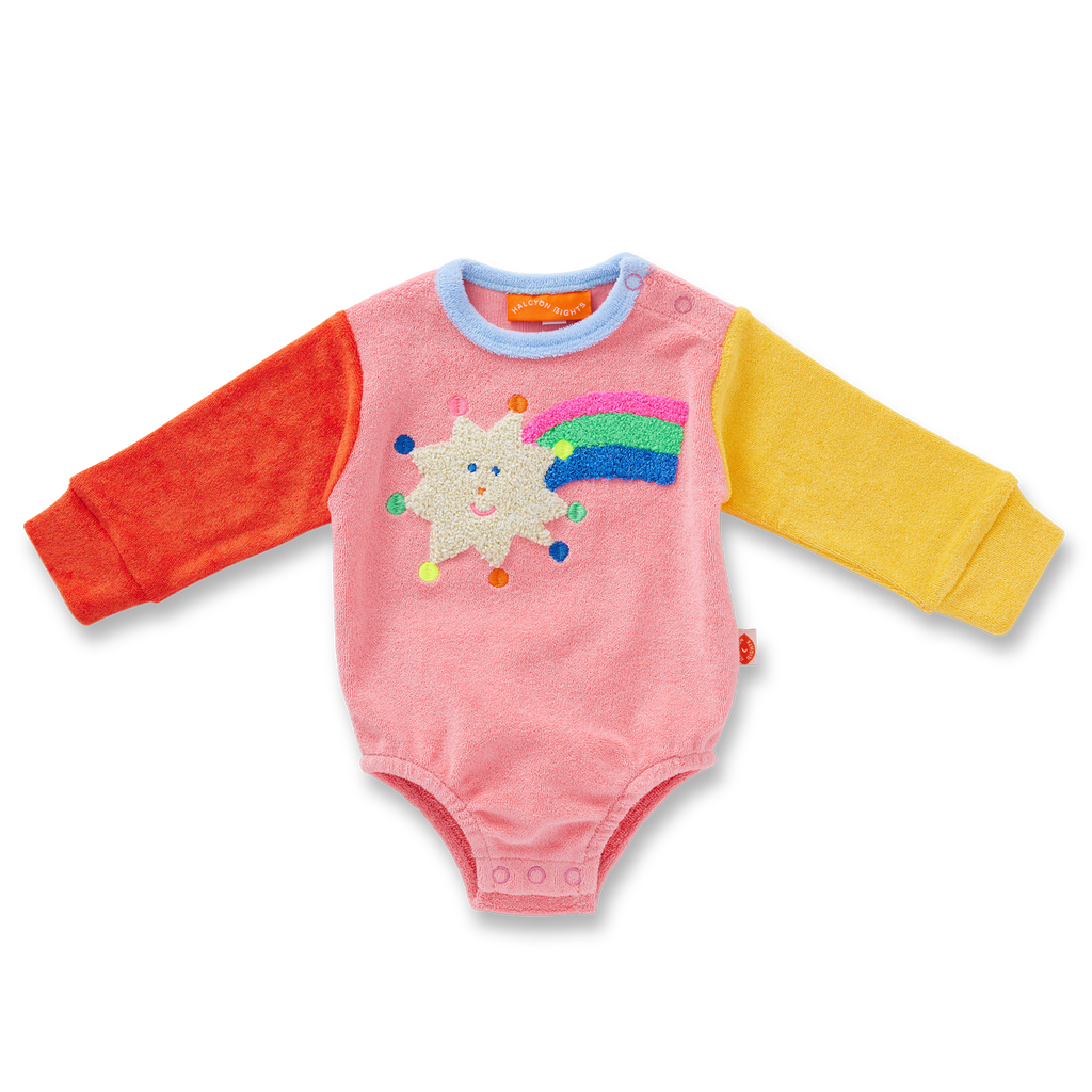 Stars Pink Terry Long Sleeve Bodysuit