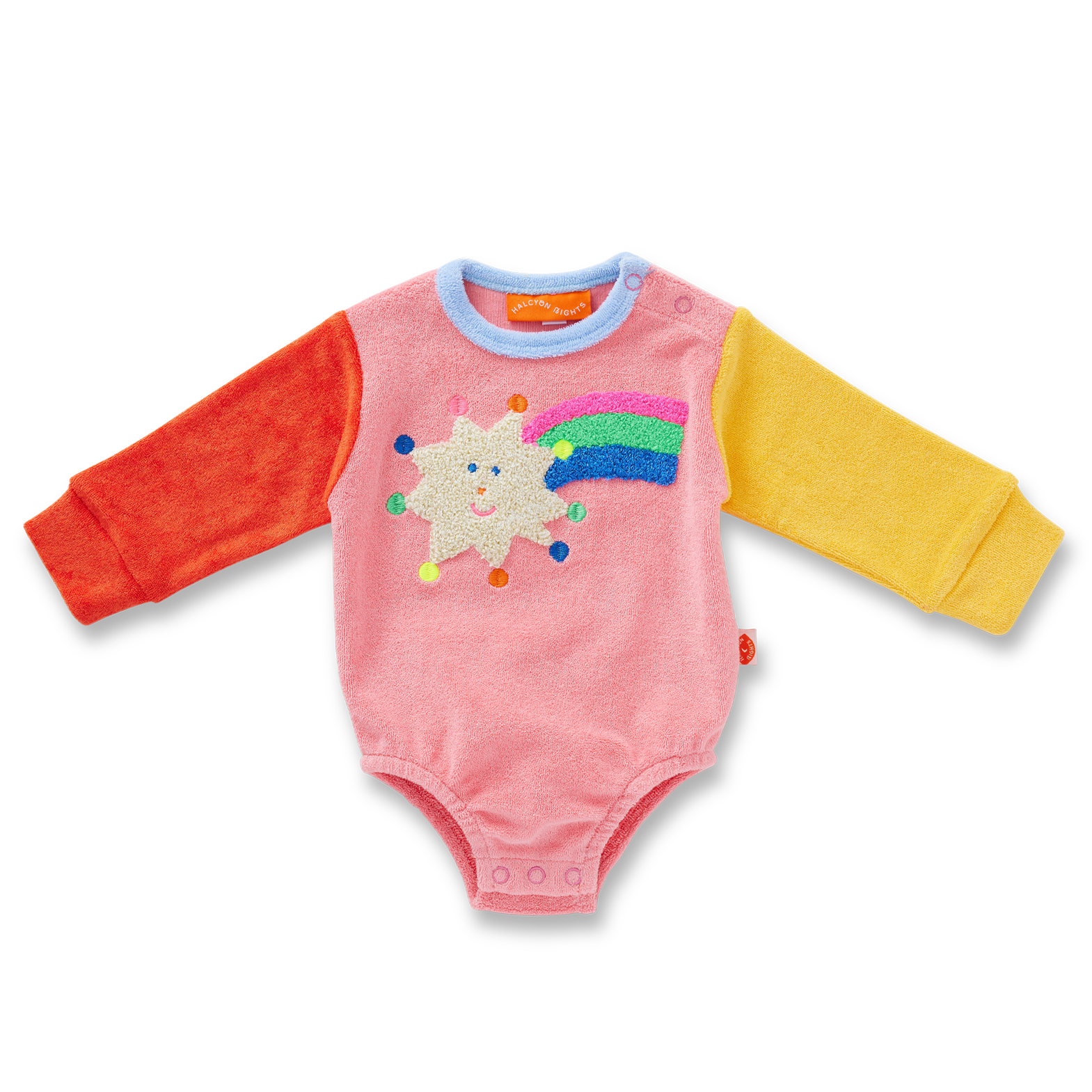 Stars Pink Terry Long Sleeve Bodysuit
