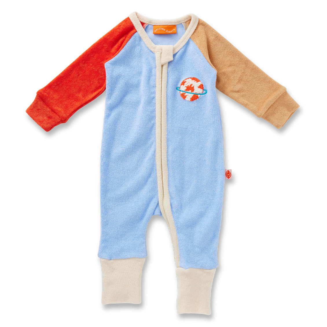Space Blue Terry Long Sleeve Romper