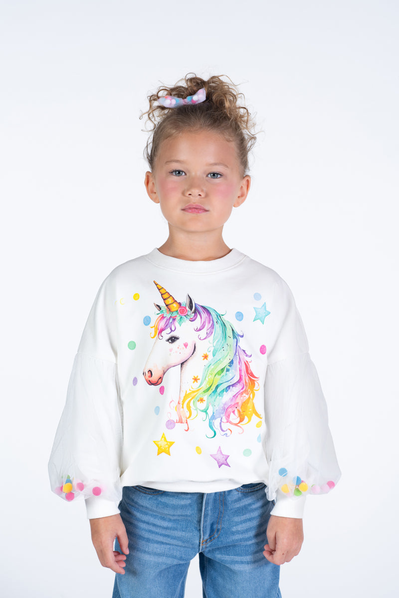 Rock Your Baby Tulle Sleeve Sweatshirt - Unicorn