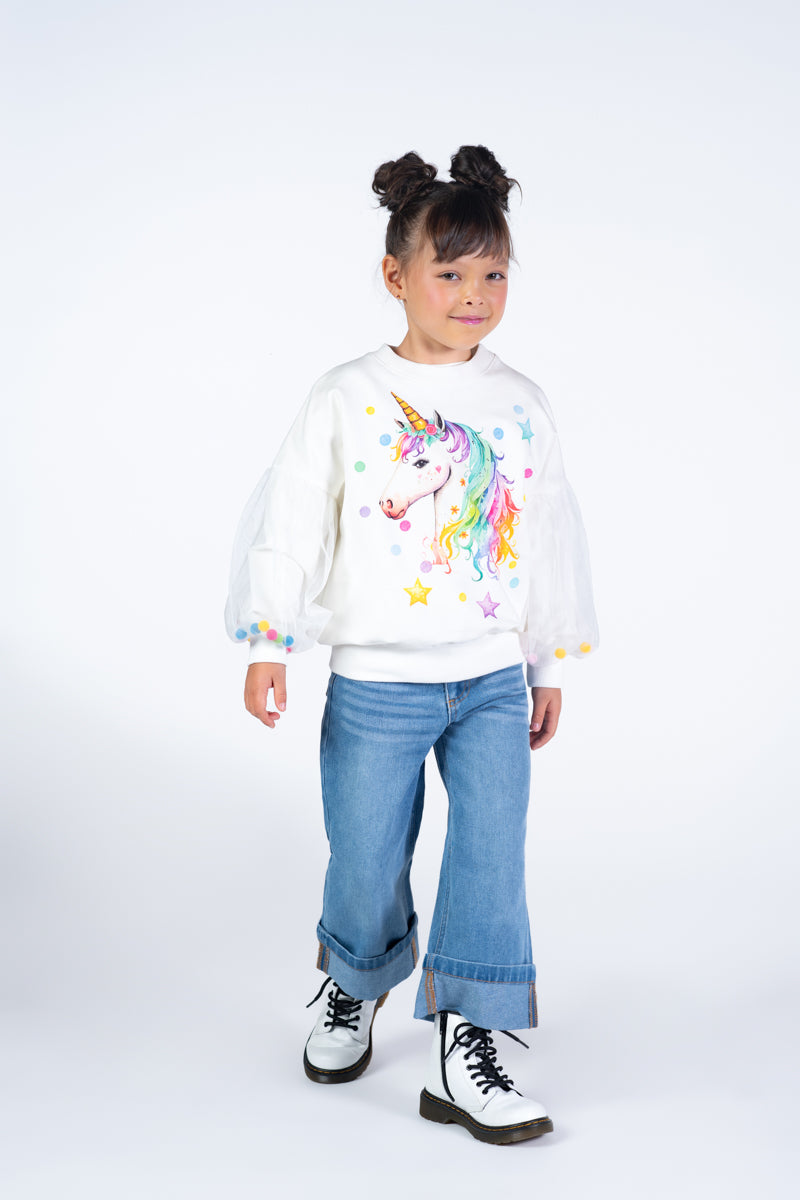 Rock Your Baby Tulle Sleeve Sweatshirt - Unicorn