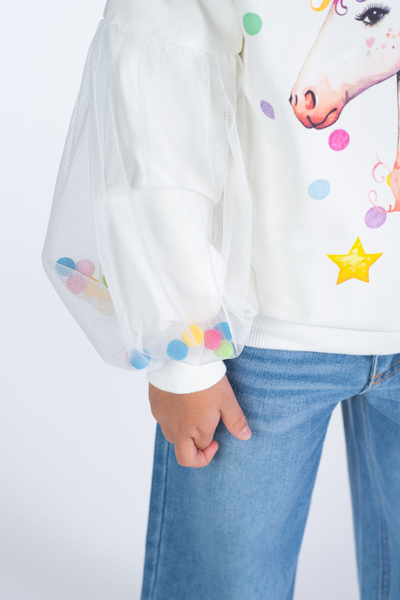 Rock Your Baby Tulle Sleeve Sweatshirt - Unicorn