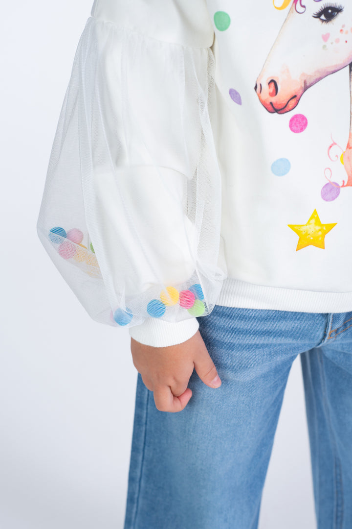 Rock Your Baby Tulle Sleeve Sweatshirt - Unicorn