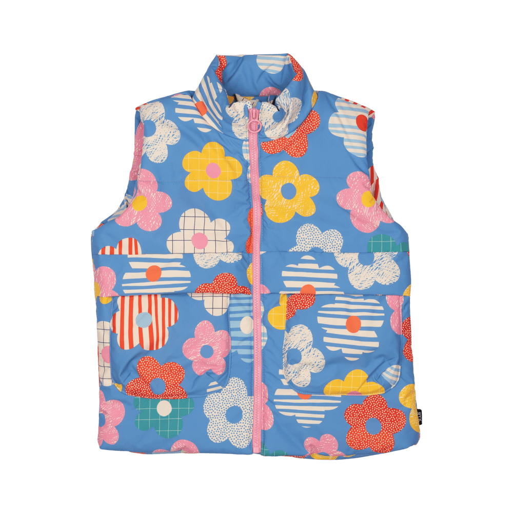 Padded Vest With Lining - Happy Flowers