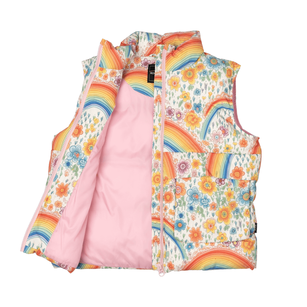 Rock Your Baby Rainbow Floral Padded Vest With Lining