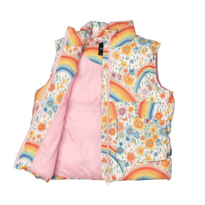 Rock Your Baby Rainbow Floral Padded Vest With Lining