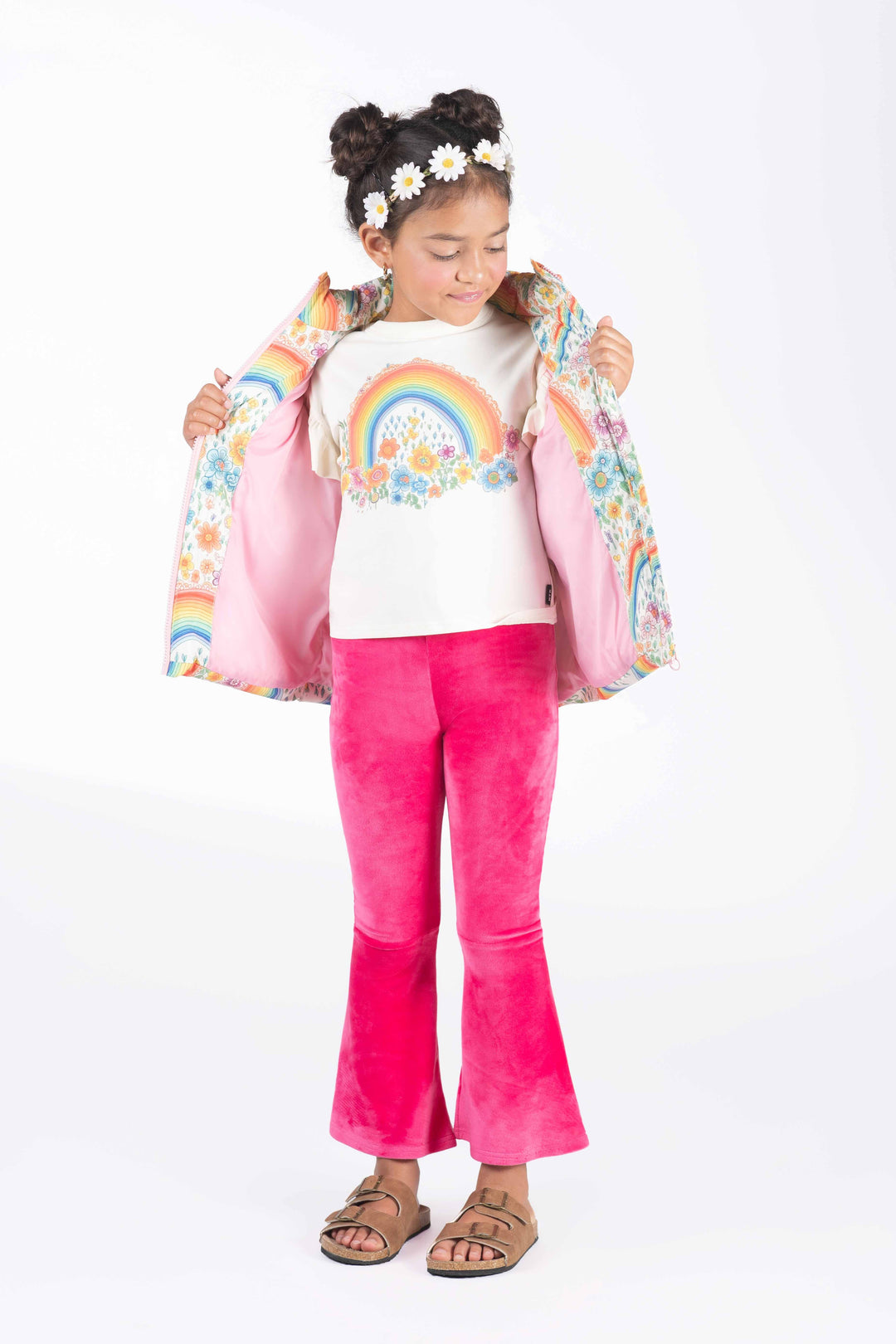 Rock Your Baby Rainbow Floral Padded Vest With Lining