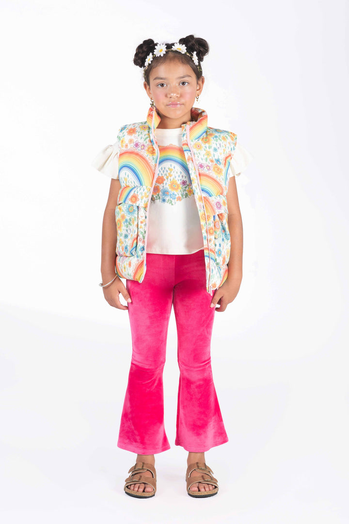 Rock Your Baby Rainbow Floral Padded Vest With Lining