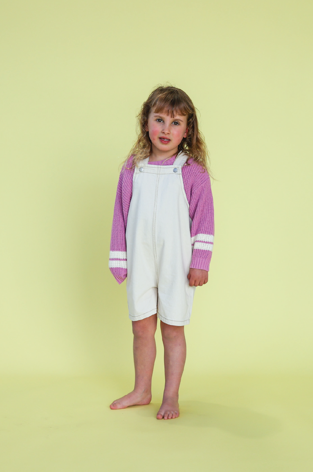 Grown Everyday Twill Short Overalls - Milk