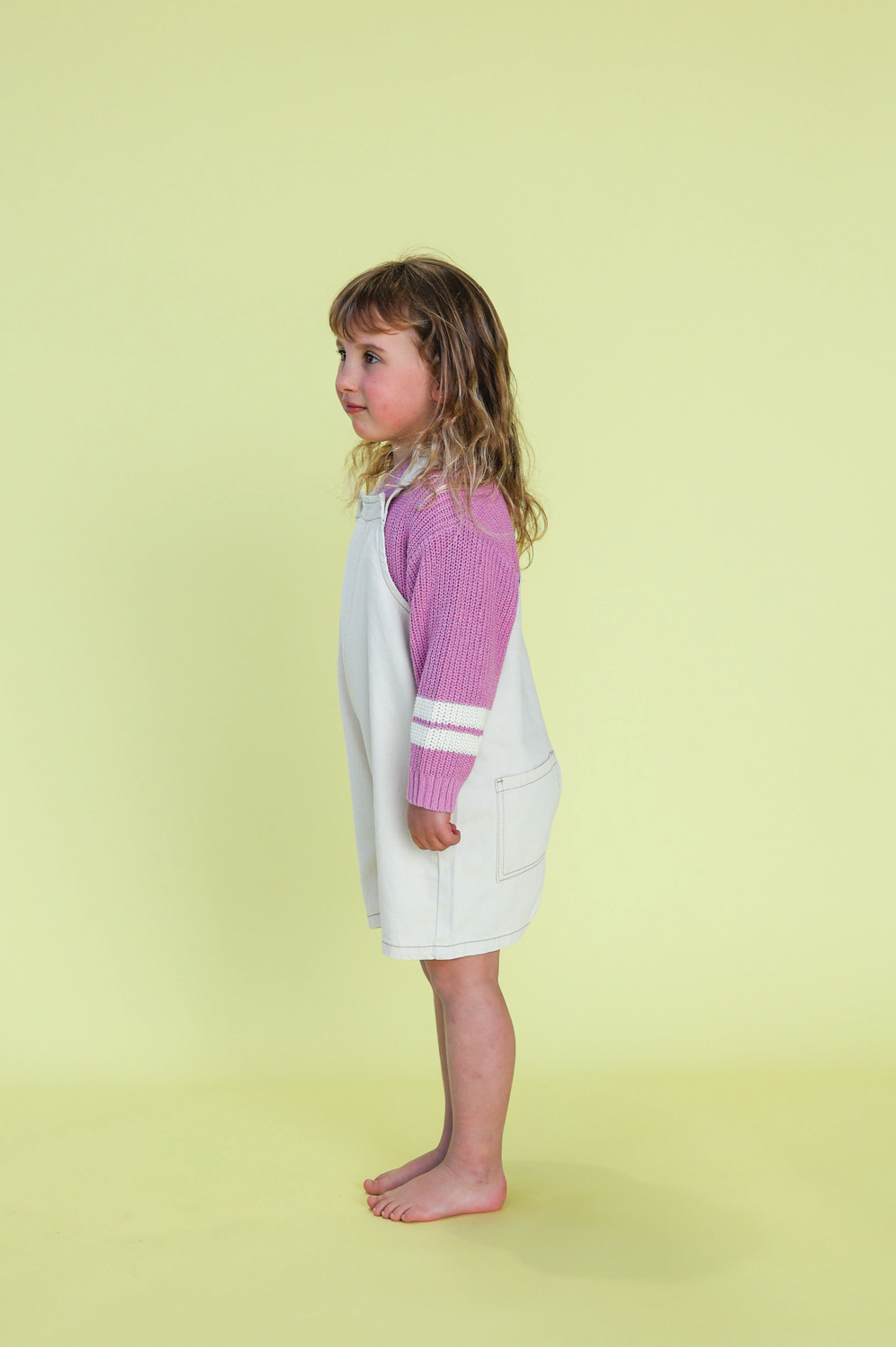 Grown Everyday Twill Short Overalls - Milk