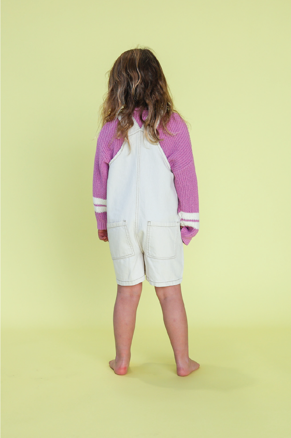 Grown Everyday Twill Short Overalls - Milk