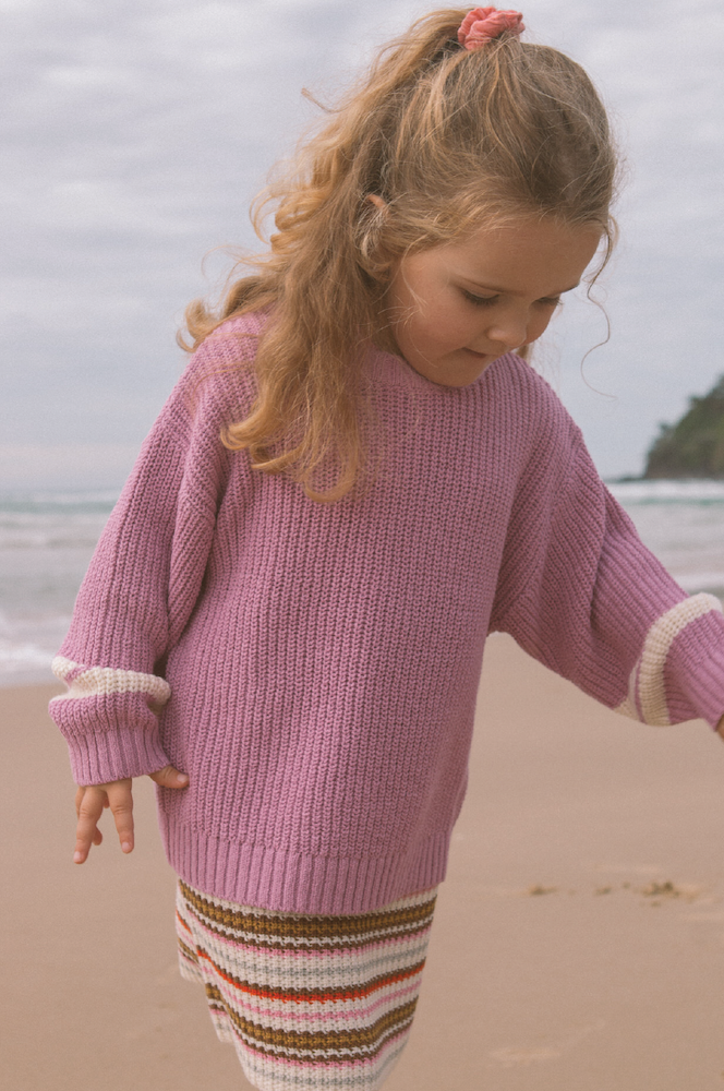 Grown Chunky Rib Pull Over - Raspberry