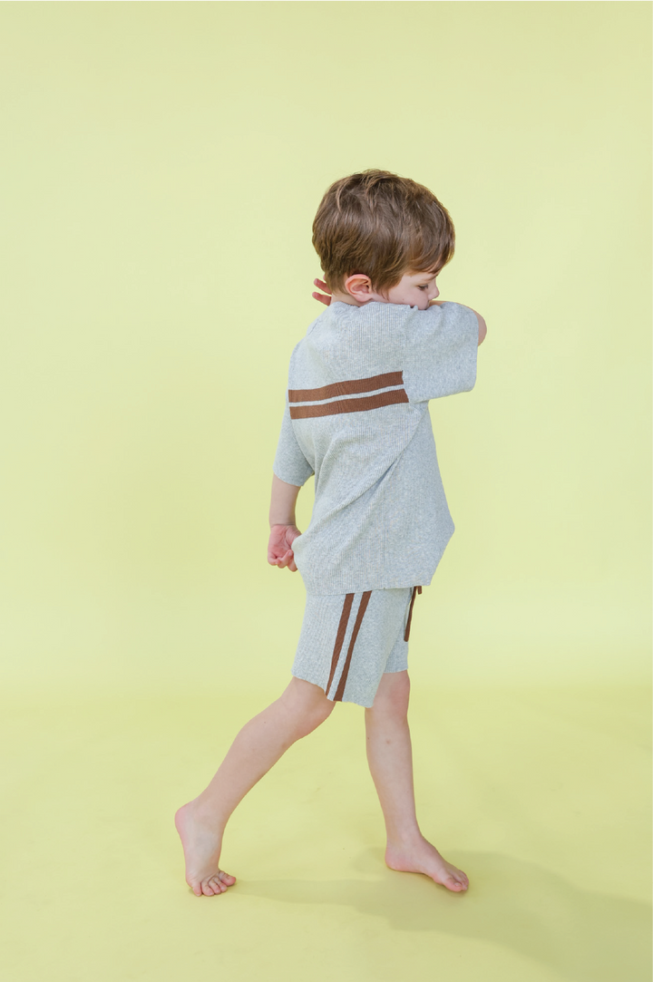 Grown Striped Ribbed Shorts