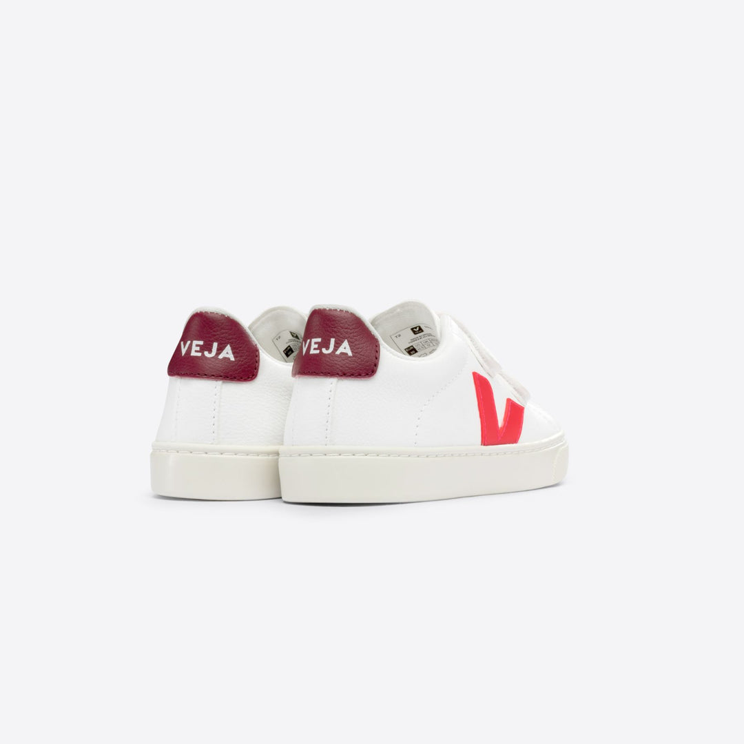 Veja Esplar Velcro Leather - Extra White/Rose Fluo/Marsala