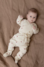 Footed Rompers - Radish Print