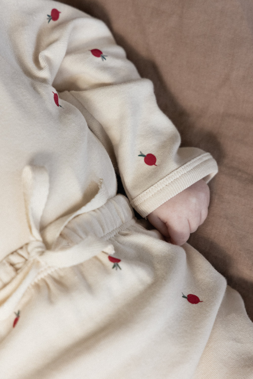 Footed Rompers - Radish Print