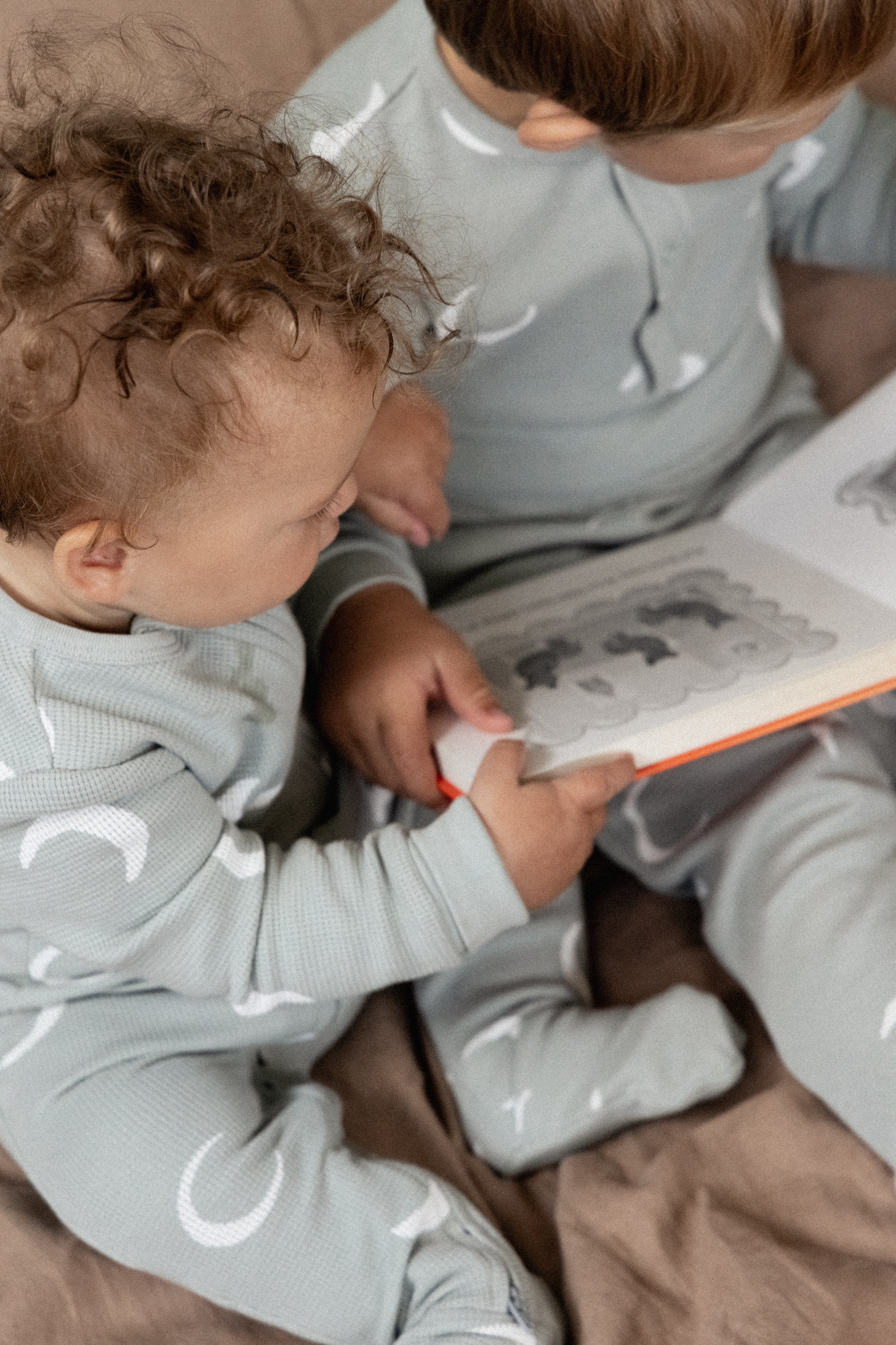 Long Sleeve Waffle Pyjamas - Crescent Print