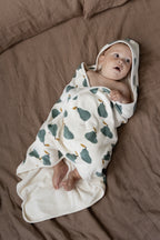 Org Cotton Hooded Towel - Pear Print