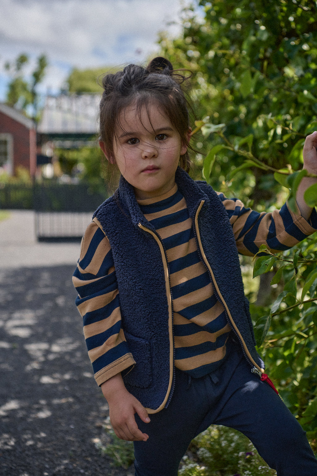 Turtle Neck - Navy/Caramel Stripe