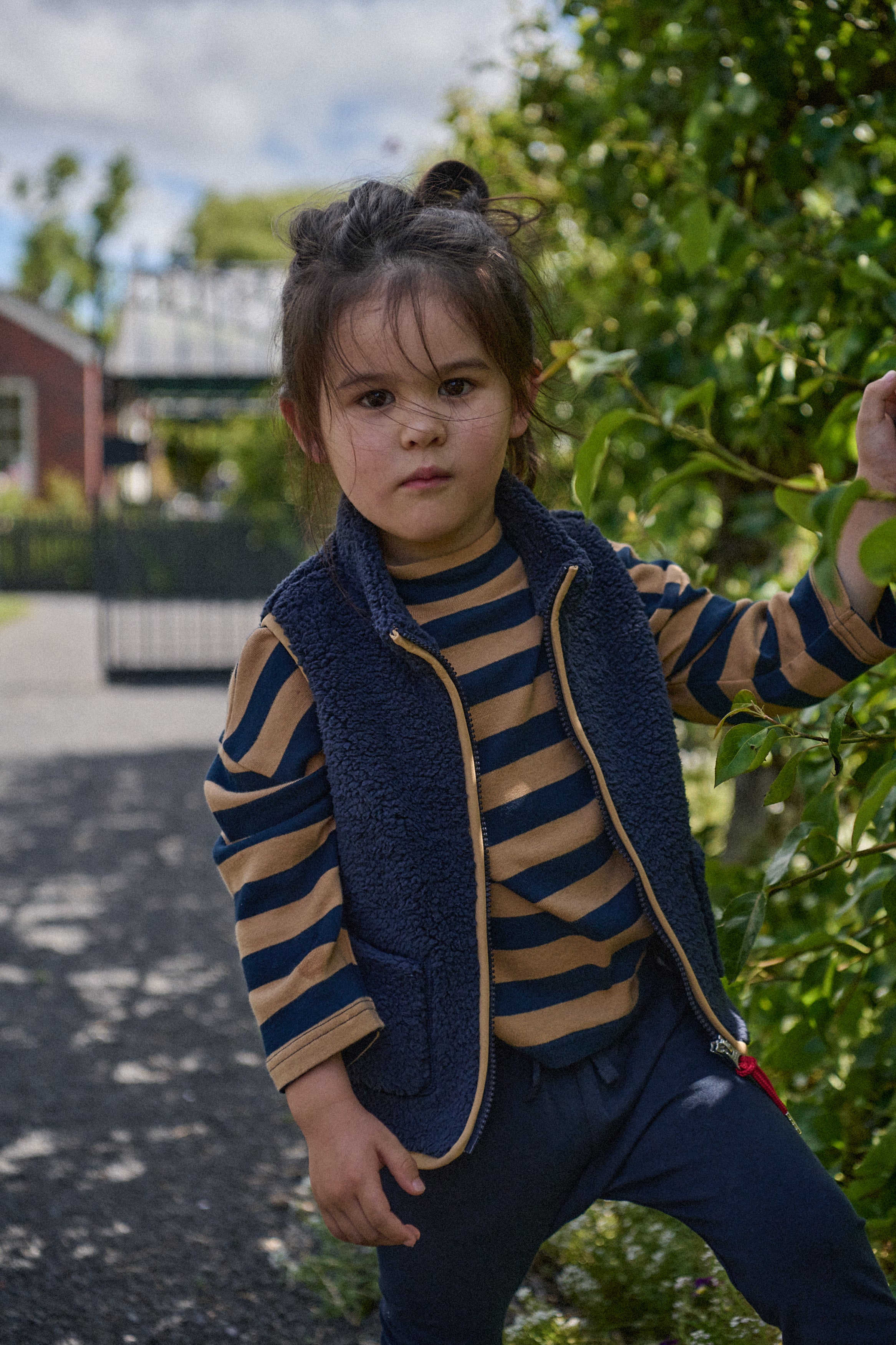Turtle Neck - Navy/Caramel Stripe