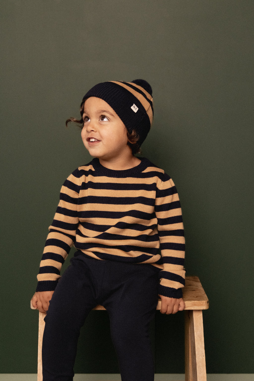 Turtle Neck - Navy/Caramel Stripe