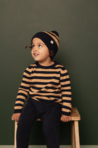 Turtle Neck - Navy/Caramel Stripe