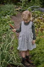 Amelia Pinafore Briarwood Heron Print