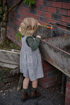 Amelia Pinafore Briarwood Heron Print