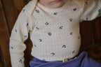 Long Sleeve Bodysuit Pointelle - Winter Berry Print