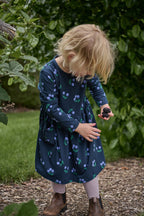 Long Sleeve Twirl Dress - Winter Berry Navy Print