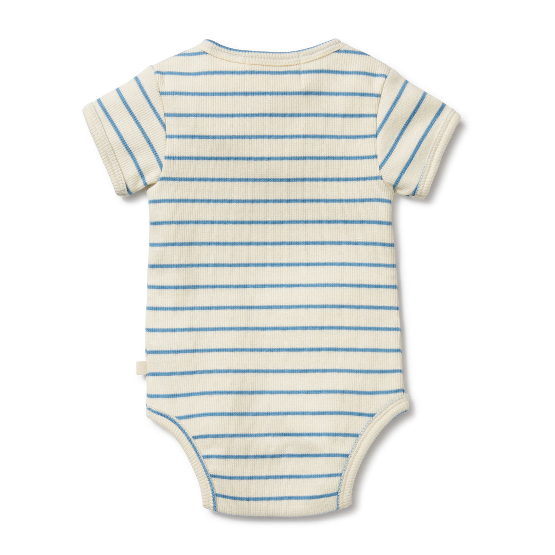 Wilson and Frenchy Petit Blue Organic Henley Bodysuit