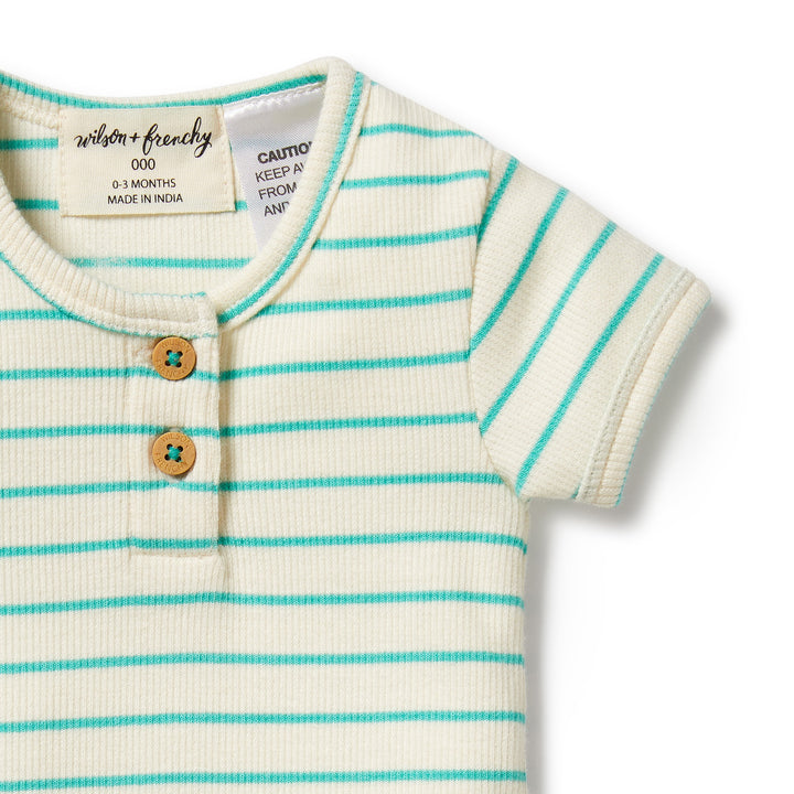 Wilson and Frenchy Petit Green Organic Henley Bodysuit