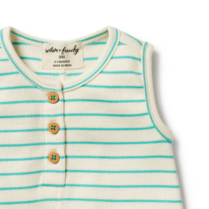 Wilson and Frenchy Petit Green Organic Henley Growsuit