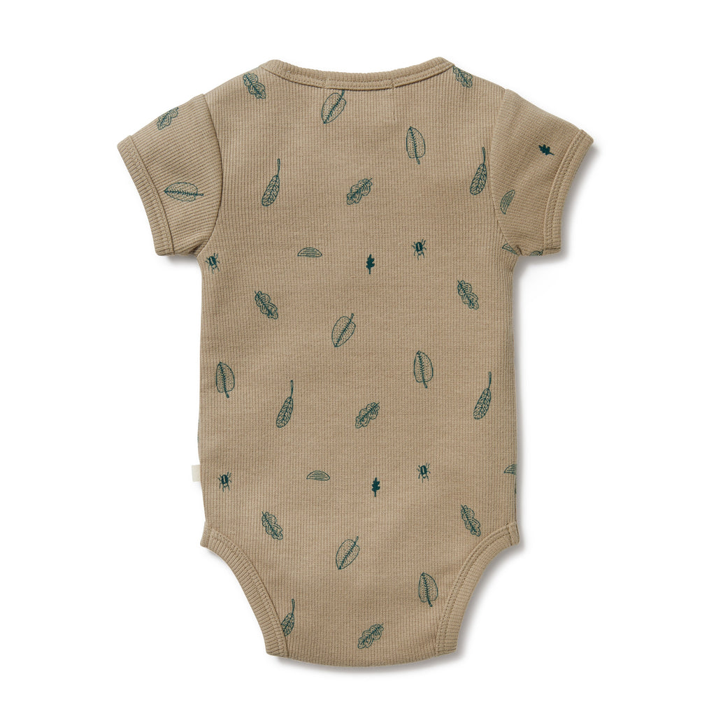 Jungle Leaf Organic Henley Bodysuit