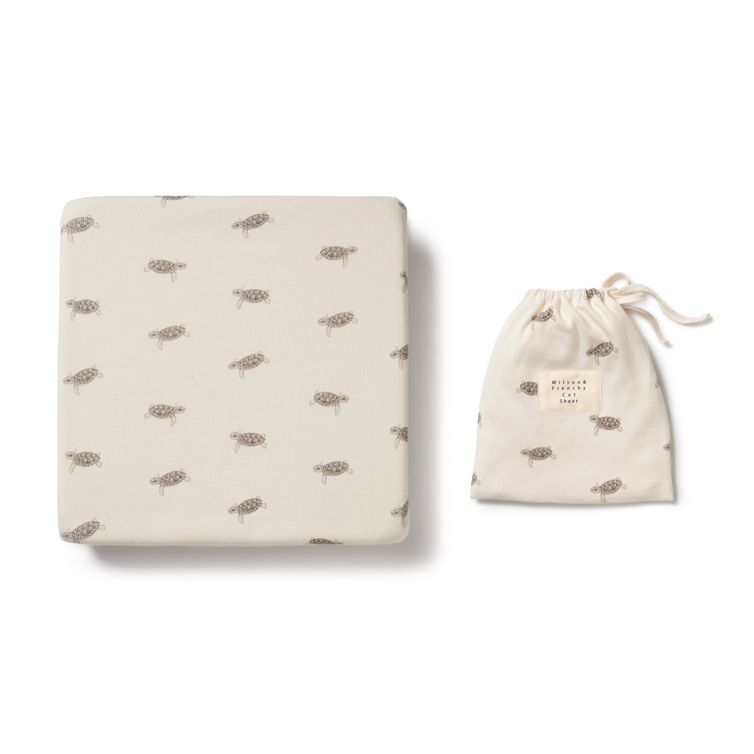 Wilson and Frenchy Tiny Turtle Organic Cot Sheet