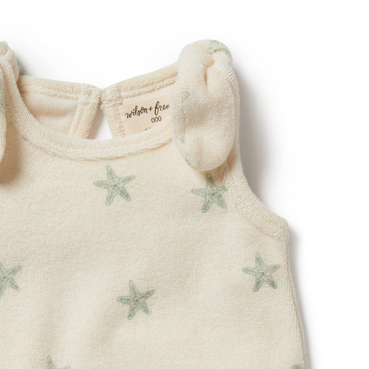 Wilson and Frenchy Tiny Starfish Organic Terry Tie Playsuit