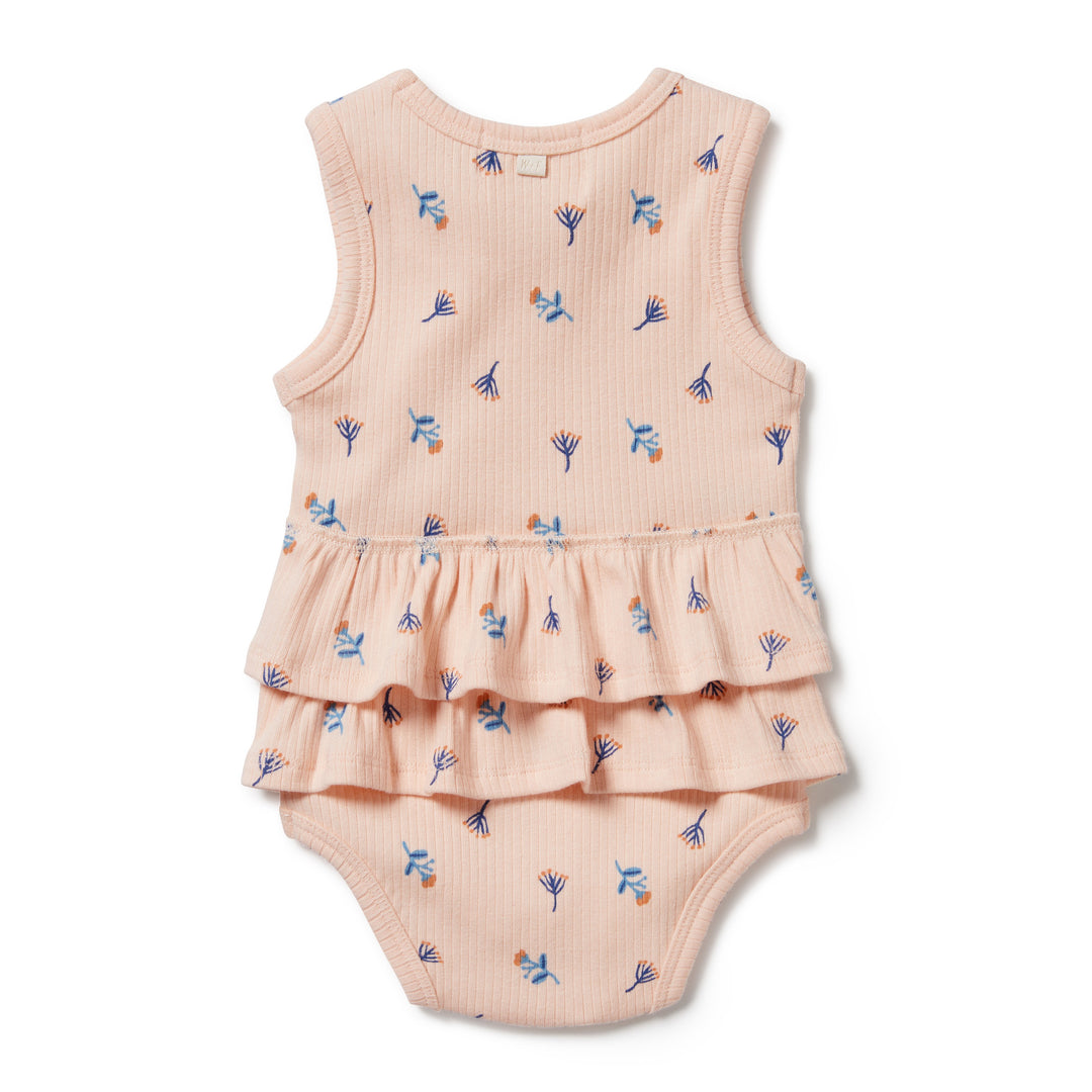 Wilson and Frenchy Little Flower Organic Rib Ruffle Bodysuit